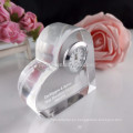 Trofeo de cristal trofeo de acrílico de escritorio en forma de corazón con reloj de cristal